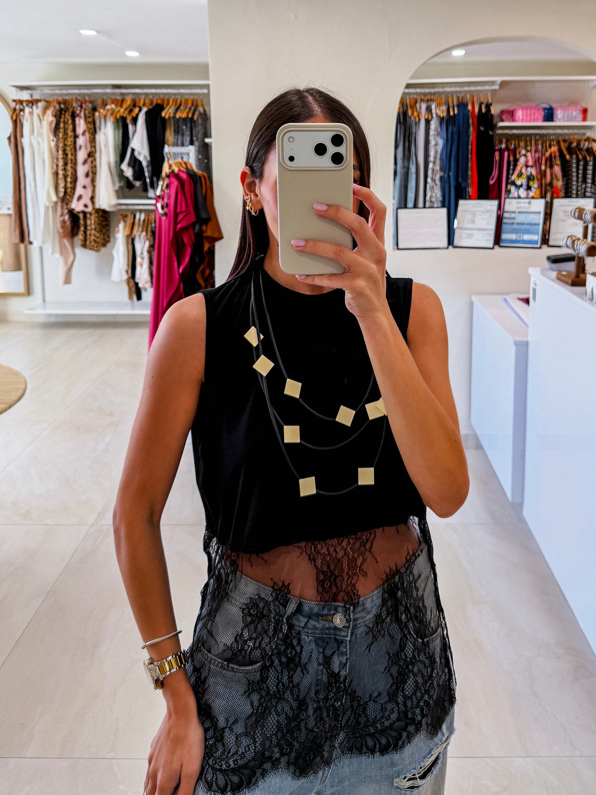 SARINA BONE WHITE SQUARE NECKLACE